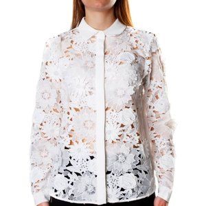 FRENCH CONNECTION White 3D Lace Blouse